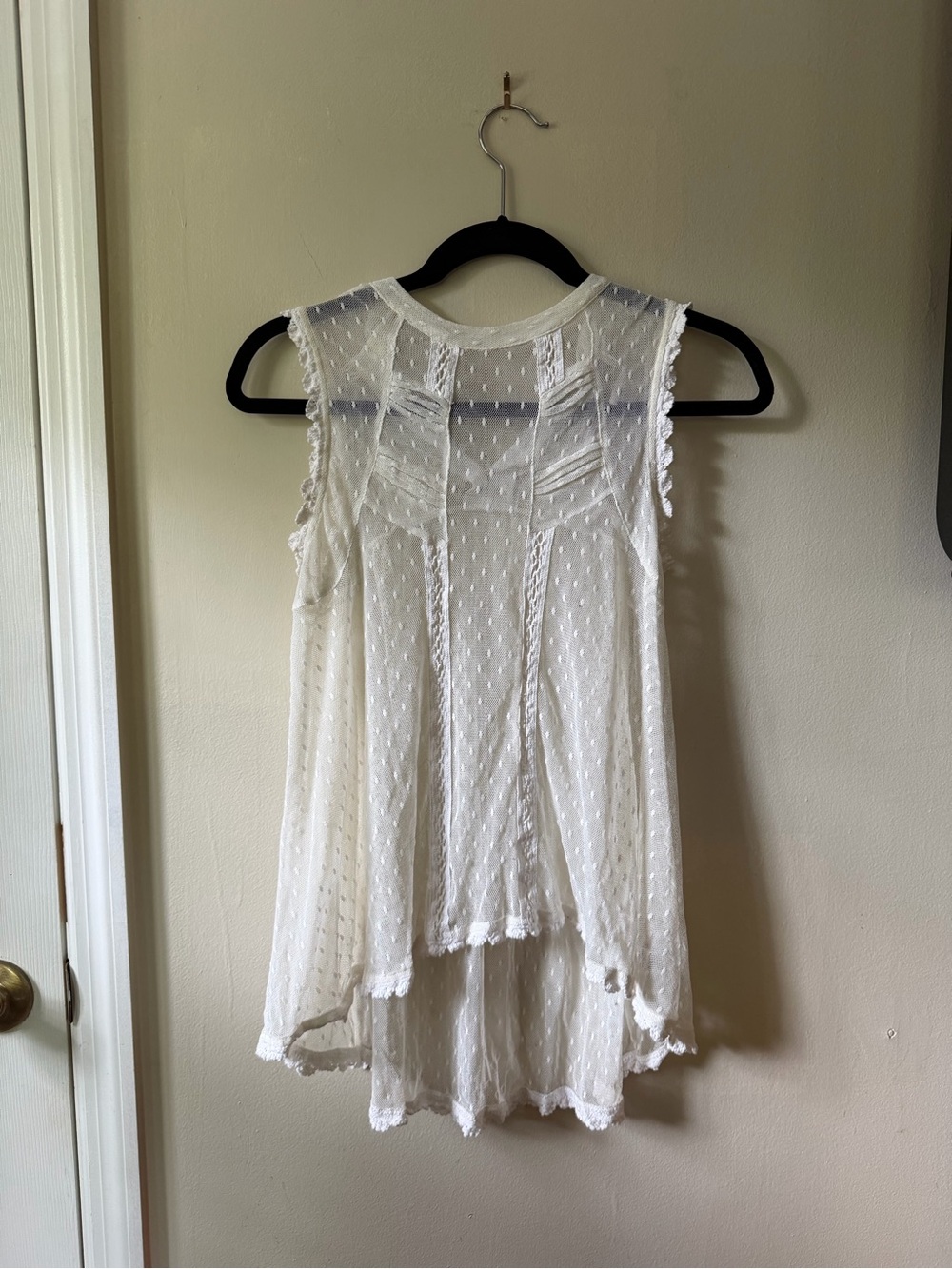 Free People White Sheer Swiss-Dot Sleeveless Tunic size XS